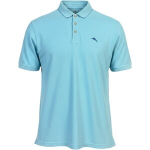 Tommy Bahama Polo Shirt Mens Medium Light‎ Blue Pima Cotton Short Sleeve